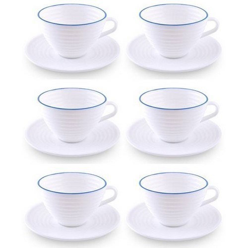 SET 6 TAZAS COK TIGRIS BLUE DESAYUNO 25CL C/PLATOS